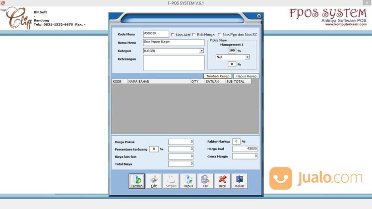 Aplikasi Program Kasir Resto Cafe Rumah Makan
