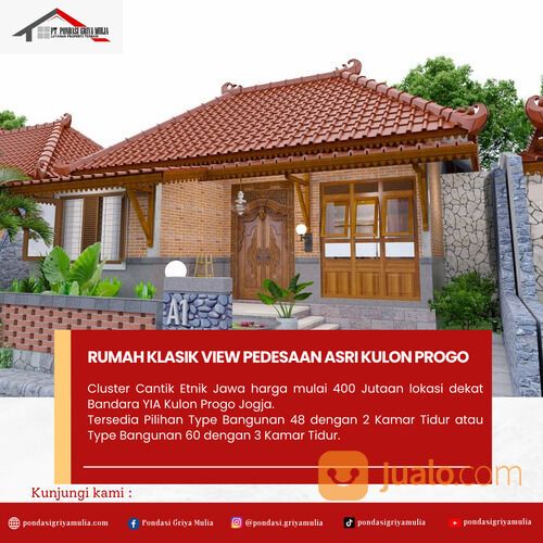 Kawasan Wisata Kulon Progo Rumah Baru desain Etnik Cocok Untuk Homestay atau Rumah Tinggal
