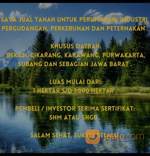 Tanah 100 sampai 1000 hektar Subang Indramayu Jawa barat