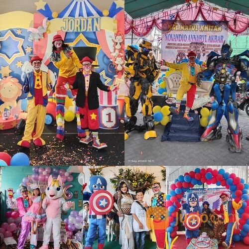 Dekorasi ulang tahun plus badut sulap komedi