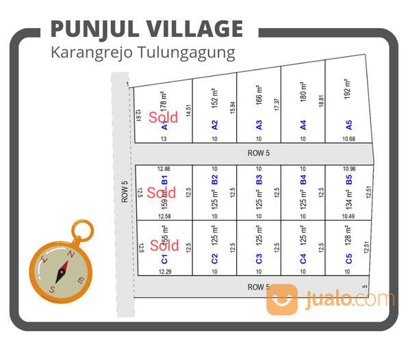 Tanah Kavling 8 Menit BRI Unit Sendang Tulungagung SHM