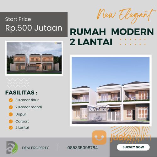 Rumah modern 2 lantai 500 jutaan di Sengkaling Dau Malang