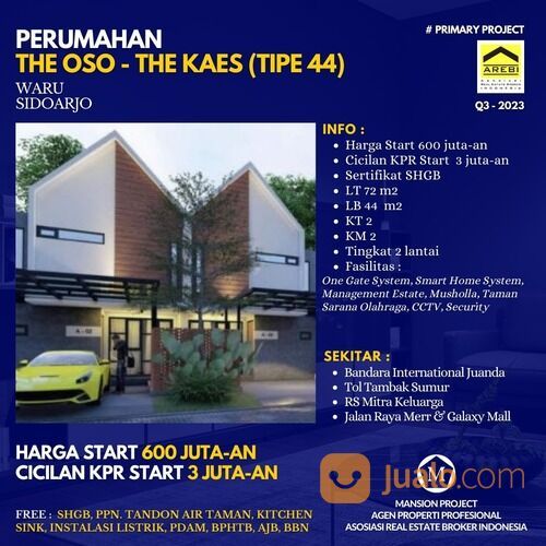 RUMAH MURAH CICILAN 3 JUTAAN LOKASI THE OSO THE KAES WARU SIOARJO