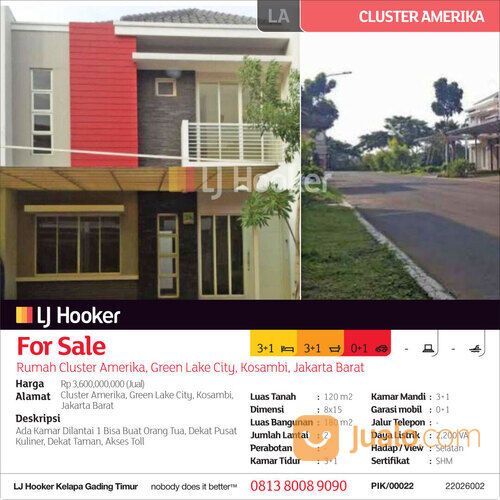 Rumah Cluster Amerika, Green Lake City, Kosambi, Jakarta Barat