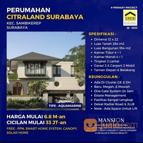 Rumah Citraland Eastwood Aquamarine Surabaya Mewah Smarthome Diskon