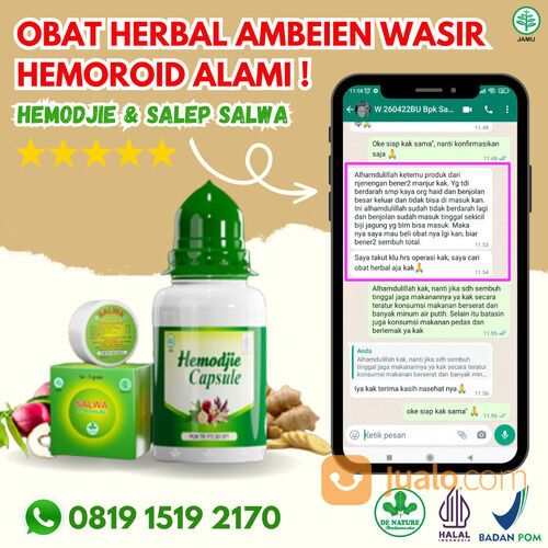 HEMODJIE SALWA MENGATASI AMBEIEN STADIUM 4 HERBAL ALAMI EKSTRAK DAUN UNGU