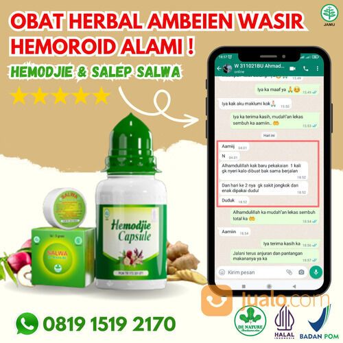 HEMODJIE SALWA MENGATASI AMBEIEN STADIUM 4 HERBAL ALAMI EKSTRAK DAUN UNGU