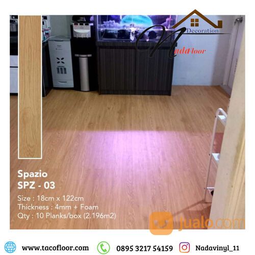 SPC Flooring Motif Kayu Tebal 4mm Include Foam
