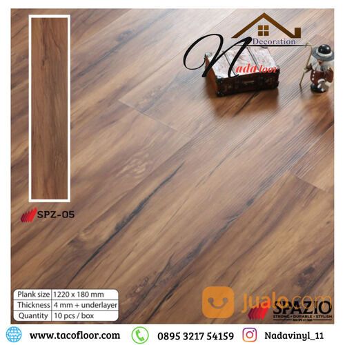 SPC Flooring Motif Kayu Tebal 4mm Include Foam