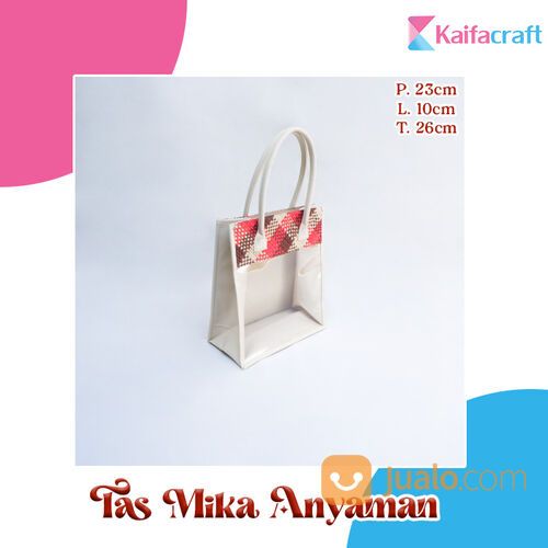 Tas Hampers/Souvenir Bahan Kulit Imitasi Kombinasi Mika Dan Anyaman