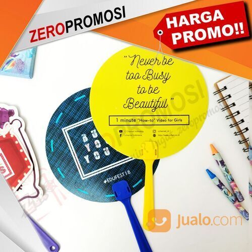Kipas PVC Gagang Lurus Custom Logo Promosi