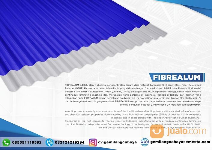 FIBREALUM GFRP Roof ( 2 mm ) / Atap Fiberglass / Chemical Roofing