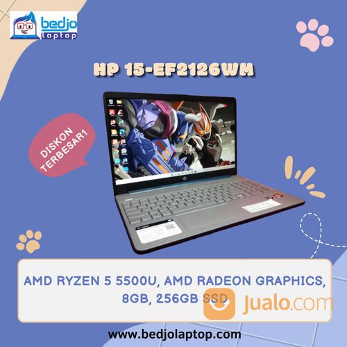 CUCI GUDANG!, HP 15-EF2126WM, Ryzen 5-5500, Radeon Graphics, 8GB, 256GB SSD