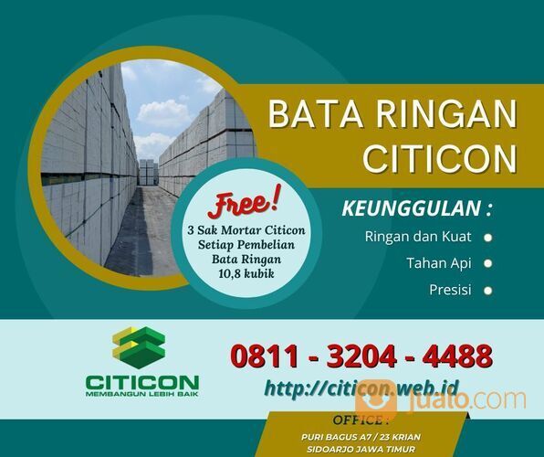 Bata Ringan Citicon Probolinggo, 0811-323-7070 (TLP/WA)