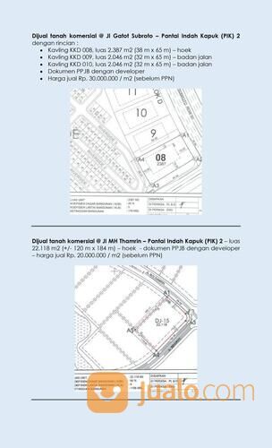 Kavling Komersial Pik 2 Ada 3 unit (Nomor Hoki)
