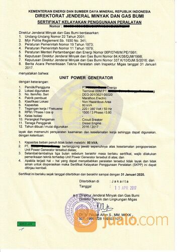 Jasa Pengurusan Sertifikat Kelayakan Peralatan Migas - 08117806881