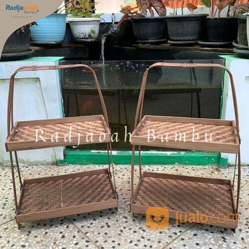 Kerajinan Bambu | Tampah/Nampan Anyaman Bambu 2 Susun Kotak Metode Bambu Bakar