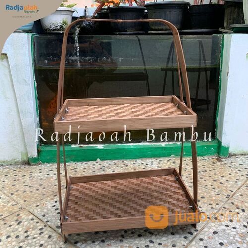 Kerajinan Bambu | Tampah/Nampan Anyaman Bambu 2 Susun Kotak Metode Bambu Bakar