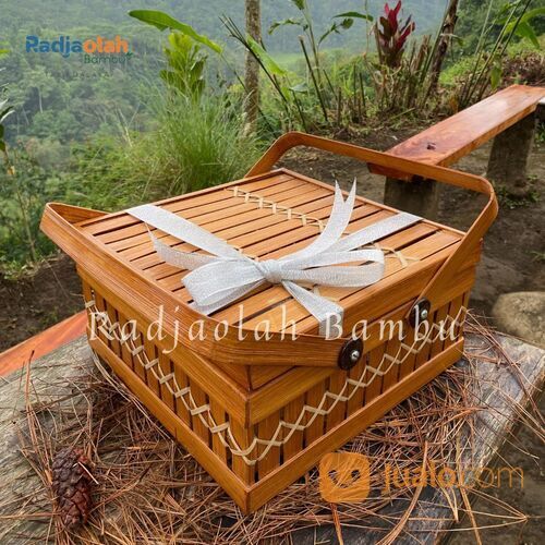 Kerajinan Bambu | Kotak Hampers Bambu | Kotak Packaging Parcel/Catering Bambu Plitur