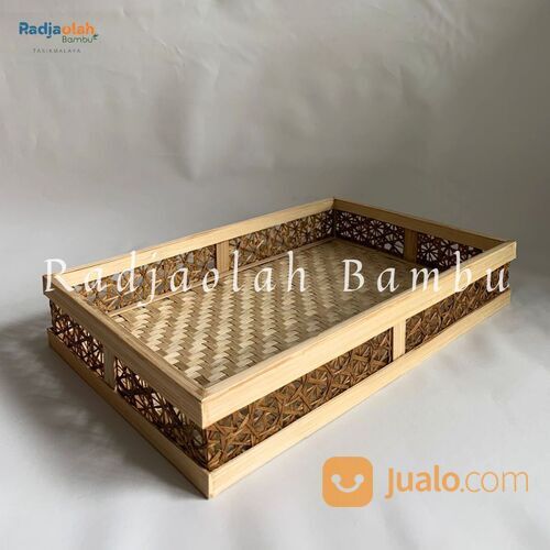 Kerajinan Bambu | Tray Sajian Anyaman Bambu | Nampan, Baki | Tempar Sajian Bambu Plitur