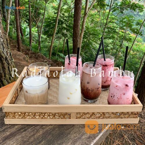 Kerajinan Bambu | Tray Sajian Anyaman Bambu | Nampan, Baki | Tempar Sajian Bambu Plitur