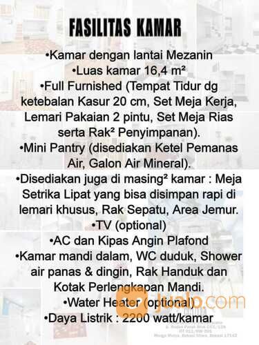 Kost Putri Murah Nyaman Full Furnished Daerah Bekasi di Sekitaran Summarecon Mall Binus Stasiun KA