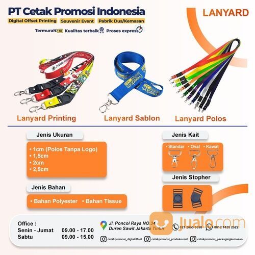 Cetak Lanyard ID Card Custom Gantungan Kalung Tali ID Card Name Tag Kualitas Premium