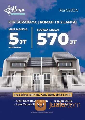 Rumah alana medokan ayu gunung anyar surabaya bisa KPR baru Free Biaya
