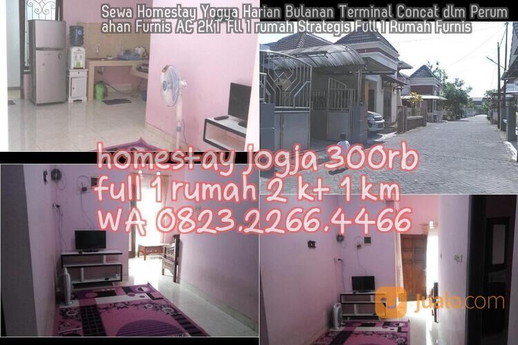 Sewa Homestay Yogya Harian Bulanan Terminal Concat dlm Perumahan Furnis AC 2KT Fll 1 rumah Strategis