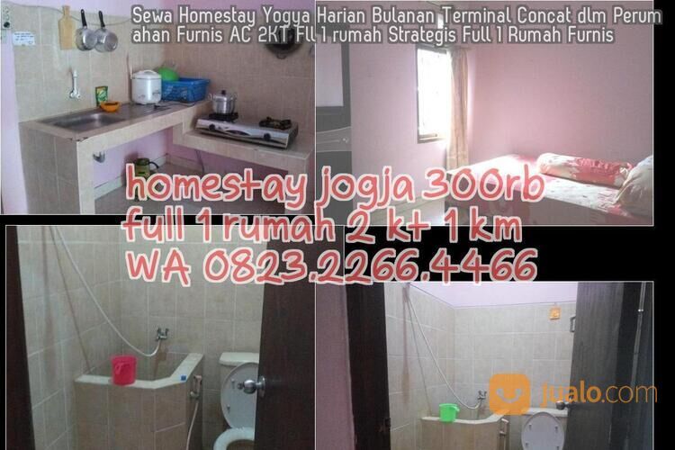 Sewa Homestay Yogya Harian Bulanan Terminal Concat dlm Perumahan Furnis AC 2KT Fll 1 rumah Strategis