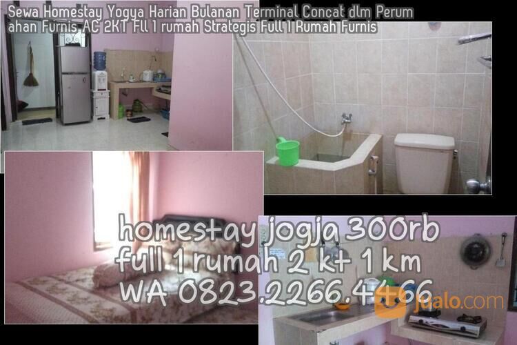 Sewa Homestay Yogya Harian Bulanan Terminal Concat dlm Perumahan Furnis AC 2KT Fll 1 rumah Strategis