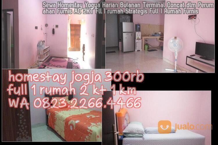 Sewa Homestay Yogya Harian Bulanan Terminal Concat dlm Perumahan Furnis AC 2KT Fll 1 rumah Strategis