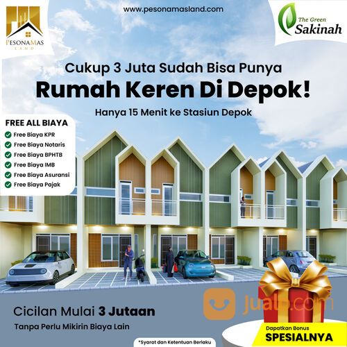 Perumahan Terjangkau The Green Sakinah Sawangan DP 3 Juta Cicilan Flat 3 Jutaan Free Biaya