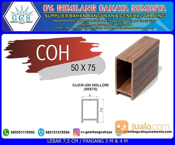 C.0.H 50x75 ( Click On Hollow ) Duma Panel (3 meter) Plafon / Dinding