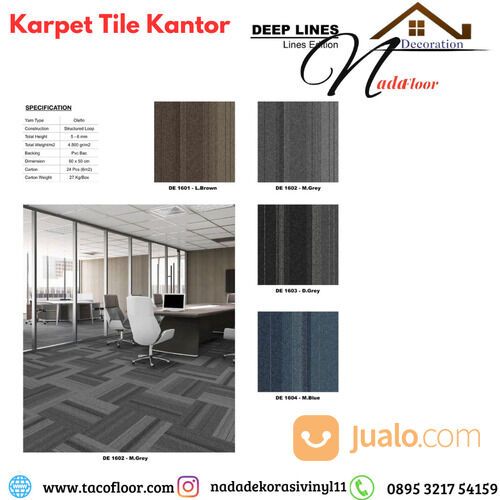 Karpet Kantor Kotak Deep Line Motif Garis Tebal 5 mm