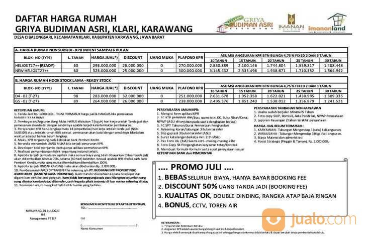 GRIYA BUDIMAN KOSAMBI KARAWANG HUNIAN SELANGKAH MENUJU JALAN PROVINSI, LOKASI TIDAK BANJIR