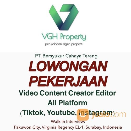Lowongan Pekerjaan Video Content Creator Editor Surabaya