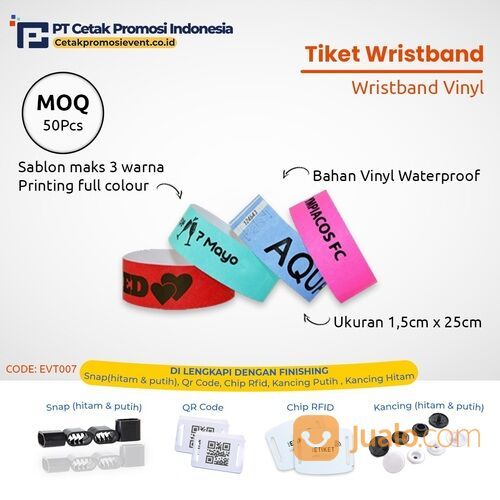 Gelang Tangan Wristband Konser Wrist Band Custom Bahan Yupo Waterproof Premium