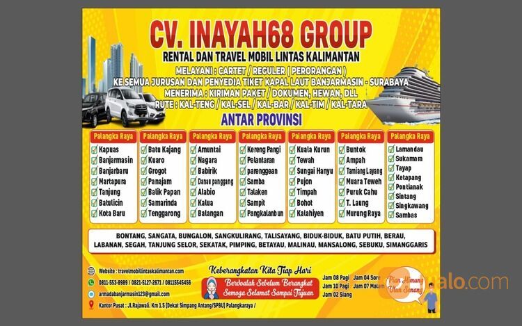 Travel Banjarbaru Kapuas Palangkaraya balikpapan samarinda