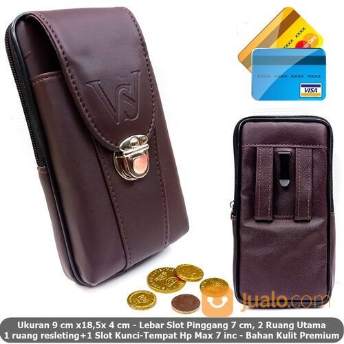 Dompet Case Hp Pinggang Pria Combi Key Kulit Max 7 ws Coffee
