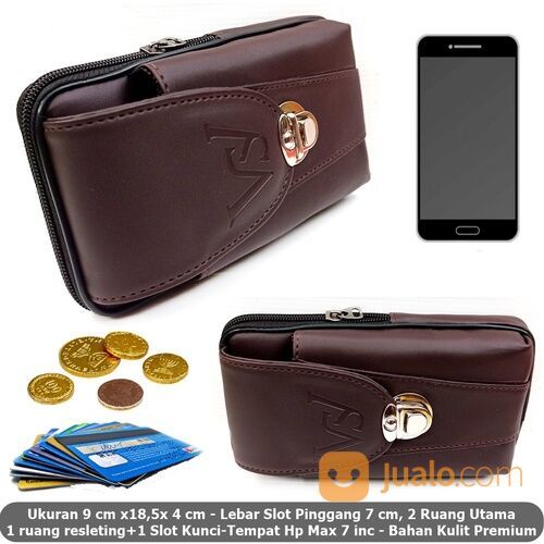 Dompet Case Hp Pinggang Pria Combi Key Kulit Max 7 ws Coffee