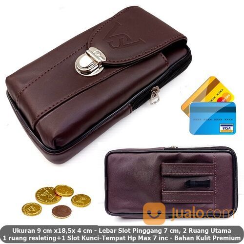 Dompet Case Hp Pinggang Pria Combi Key Kulit Max 7 ws Coffee