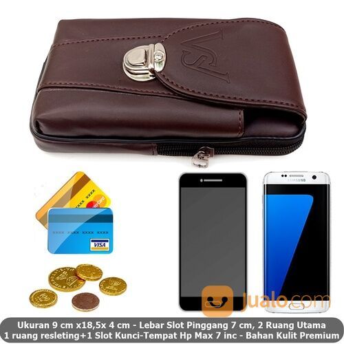 Dompet Case Hp Pinggang Pria Combi Key Kulit Max 7 ws Coffee