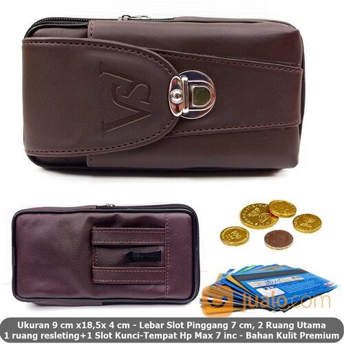 Dompet Case Hp Pinggang Pria Combi Key Kulit Max 7 ws Coffee