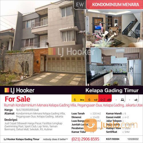 Rumah Kondominium Menara Kelapa Gading Villa, Pegangsaan Dua, Kelapa Gading, Jakarta Utara