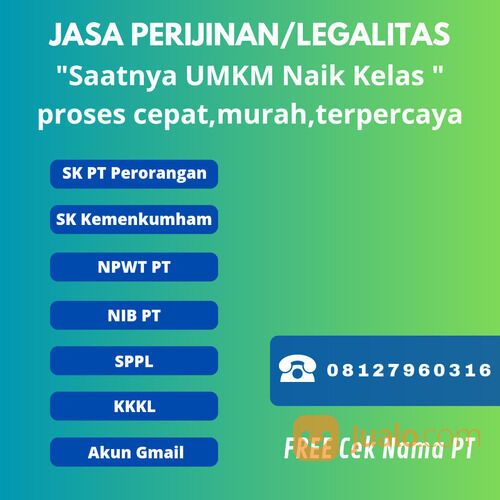 Jasa Pembuatan PT Perorangan Pontianak 08127960316
