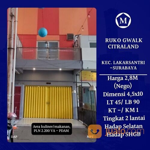 Ruko Citraland Gwalk Surabaya Untuk Kuliner Makanan Depot Resto Cafe