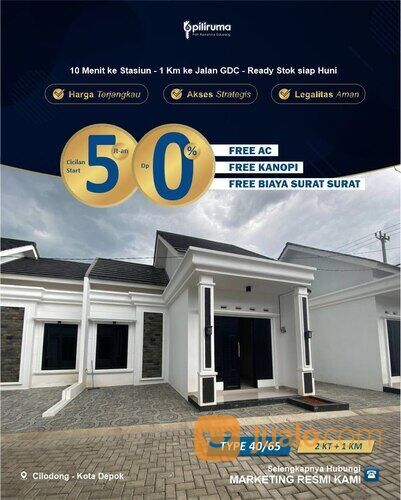 RUMAH CANTIK DP 0℅ SIAP HUNI LB 40M2 DI CILODONG DEPOK
