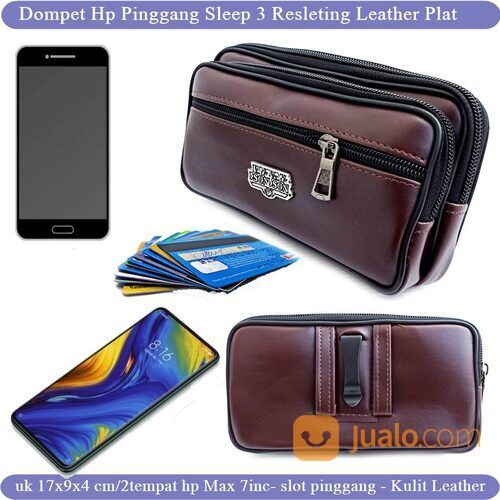 Leather Case Hp Pinggang Pria Sleep 3 r Plat