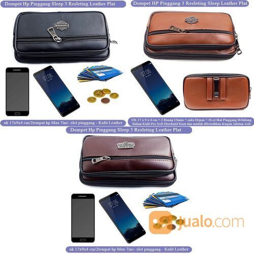 Leather Case Hp Pinggang Pria Sleep 3 r Plat